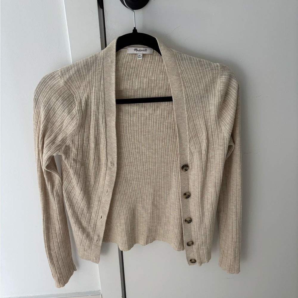 Madewell Beige Ribbed Cardigan
